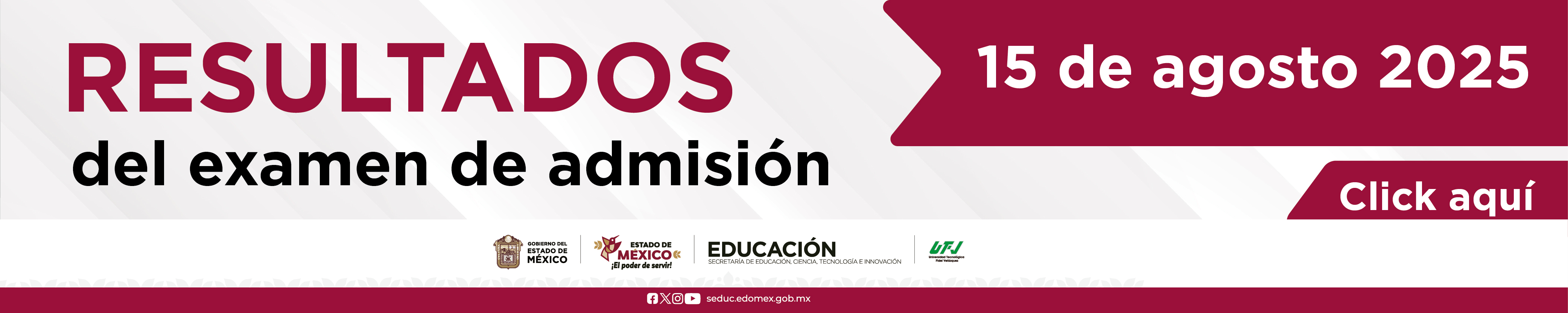 Resultados de Examen de admisión del 15 Agosto